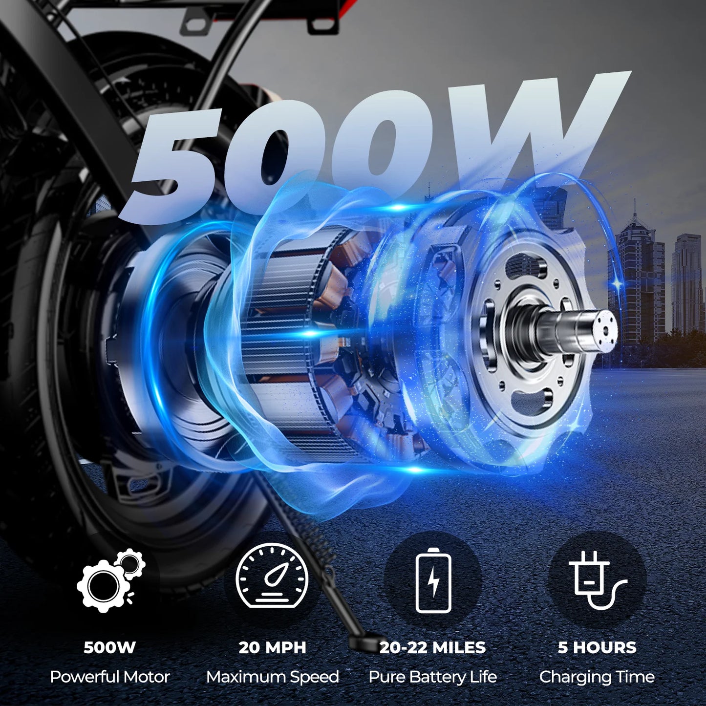 Adult Commuter E- Bike,14-inch, Easy to Fold, 500W Motor, 48V10.4Ah Removable Battery, 20-mile Range