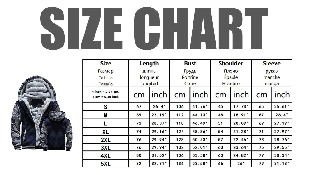 Winter Jacket Men Warm Thick Fleece Male Zipper Hooded  Outerwear Long Sleeves Sports Hoody