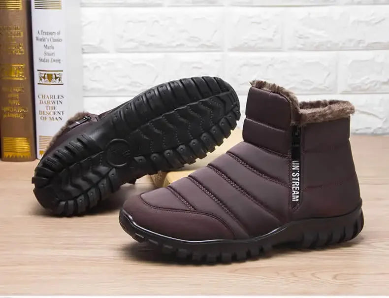 Men's sneakers Warm Cotton Zipper Snow Ankle Boots, Waterproof Snow Boots free shiping shoe