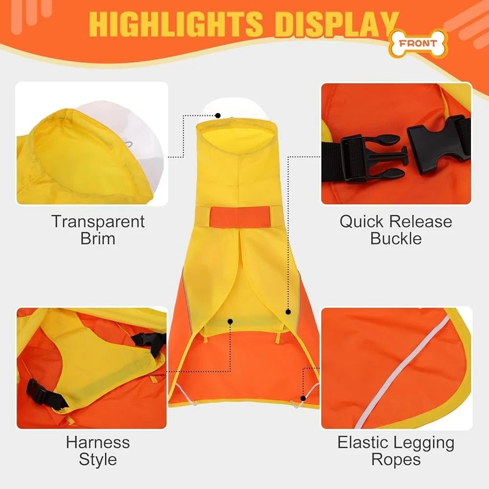 Dog Raincoat Waterproof Adjustable Reflective Strips Medium Large Dogs Breathable Snowproof