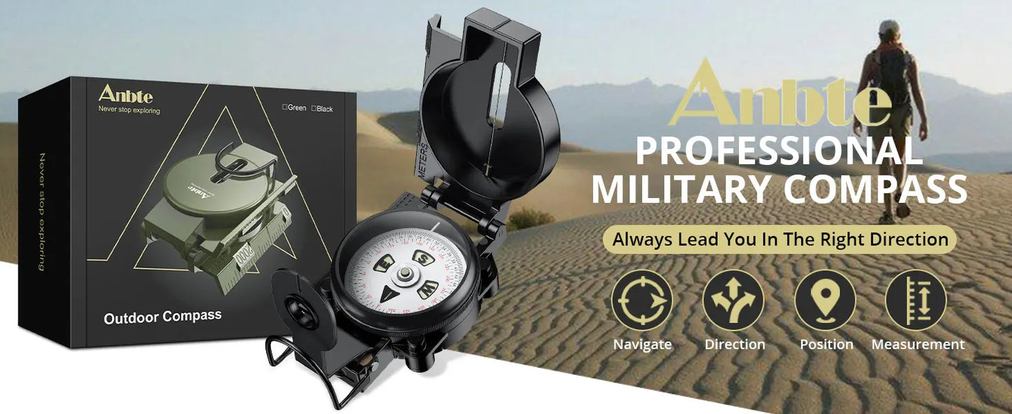 Anbte Compass, 3000 Gauss, Military, Waterproof, Handheld,Camping, Hiking, Survival (128 chars)