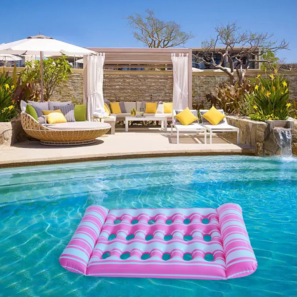 1-2PCS Inflatable Floating Bed Portable Water Sleeping Bed Foldable Swimming Pool Air Mattress Party