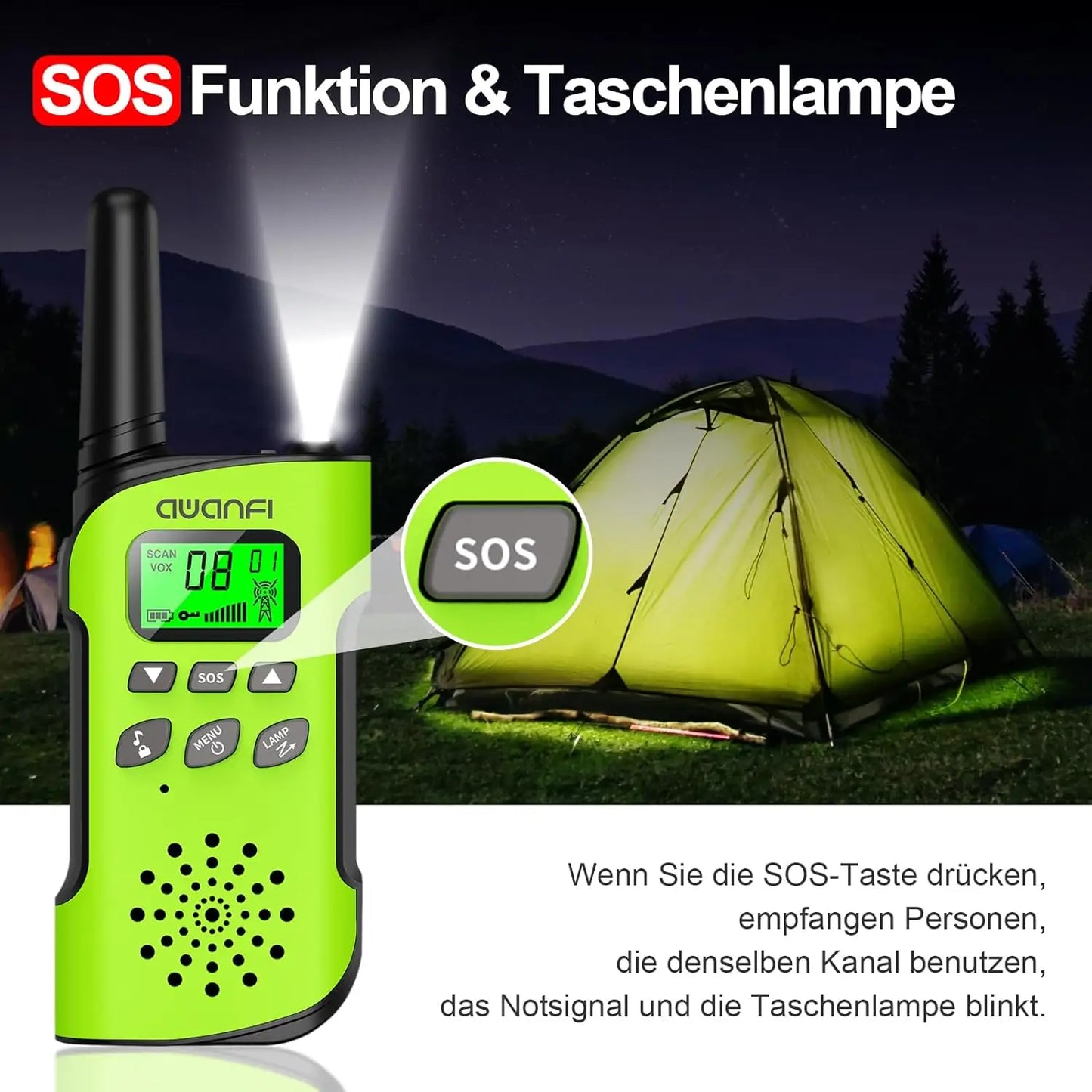 Walkie Talkie Child, 3-12 Years, Rechargeable, Li-ion Battery, Radio Set, Camping/Adventure