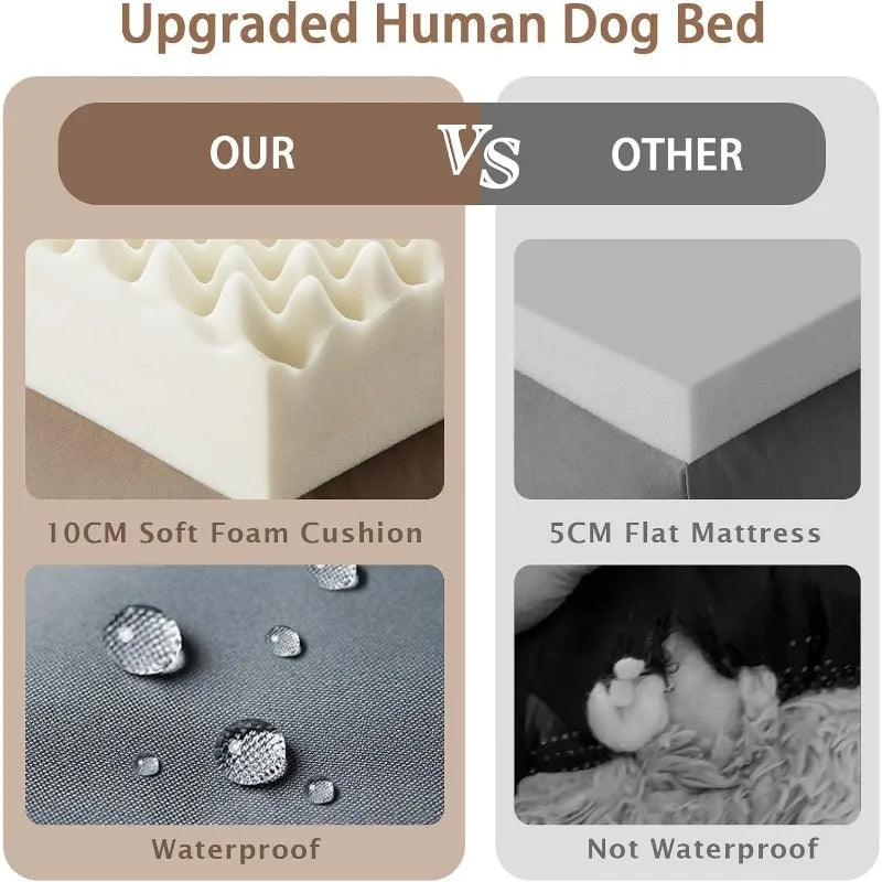 Human Dog Bed, 71''x45''x12'' Size Fits Adult and Pet Washable  10 CM Thick Memory Foam