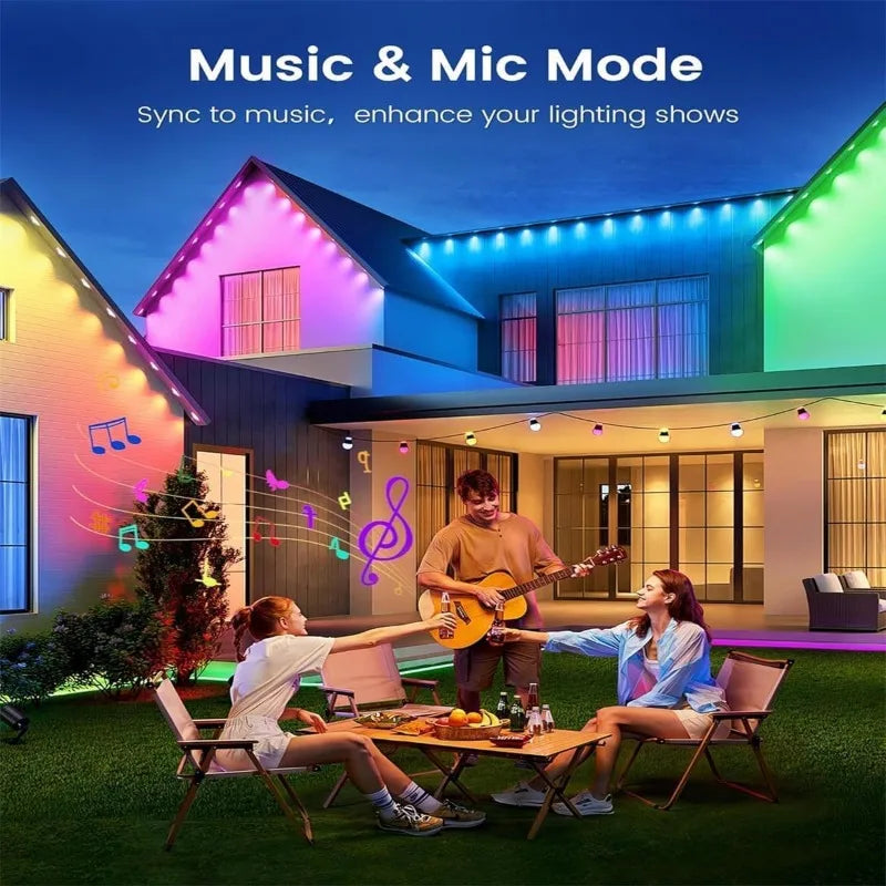 Smart Bluetooth Permanent Outdoor Music Sync Light IP67 Waterproof Voice Control Holiday Party