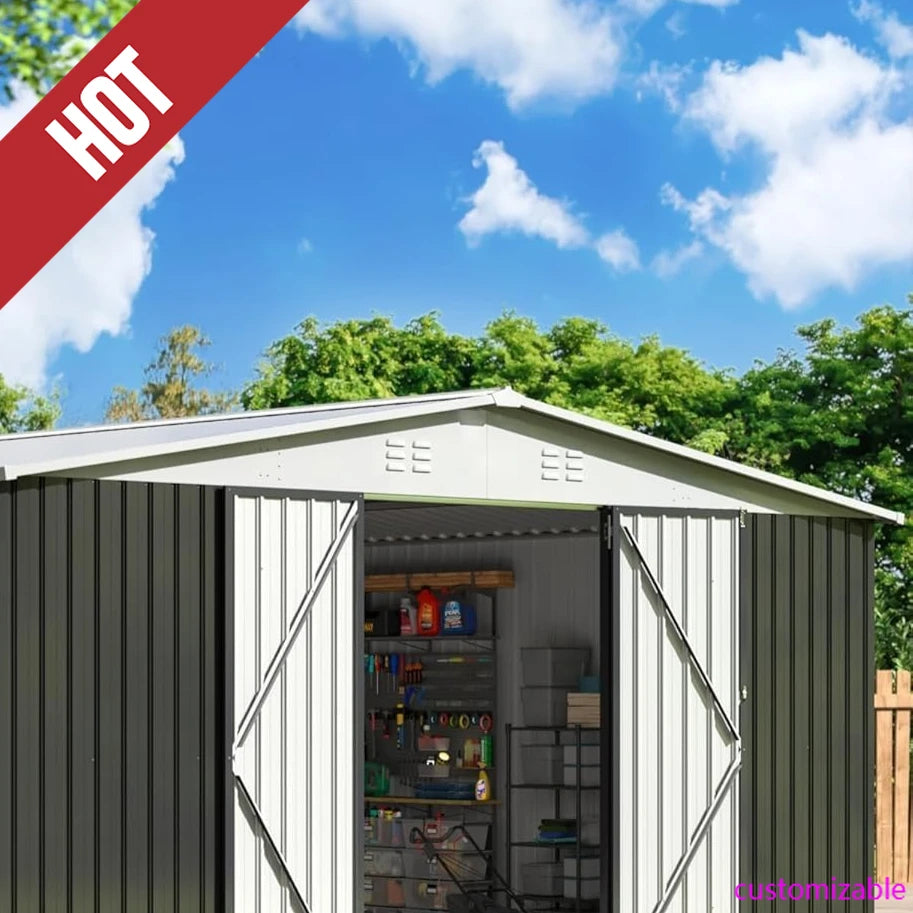 2025-hot12x14 FT Outdoor Storage Shed, Updated Frame Structure , Metal Tool Sheds, Backyard Garden