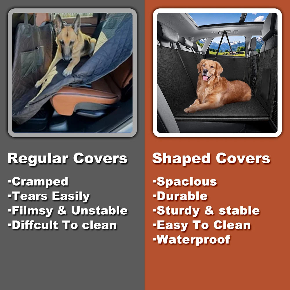 Back Seat Extender for Dogs Waterproof  Seat Cover, Hard Bottom Anti Scratch Car Protector Mat