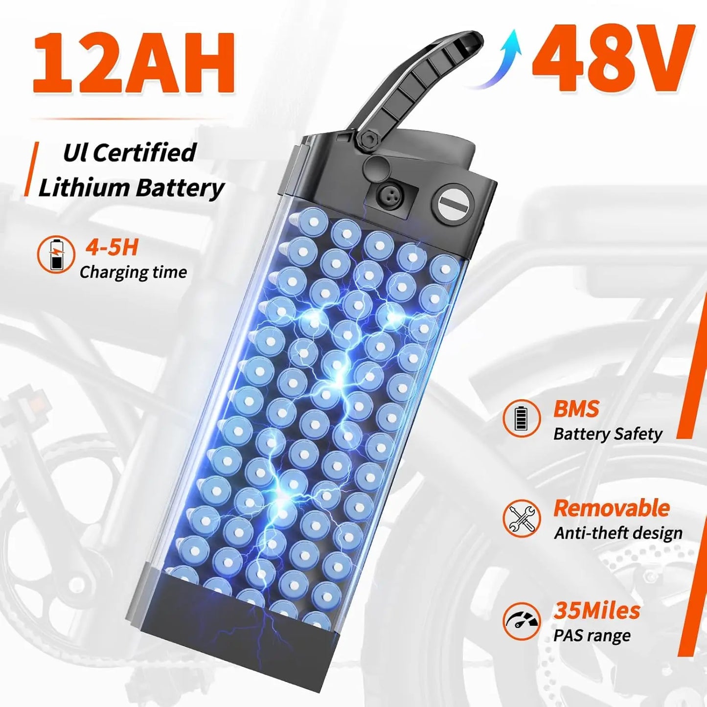 E-Bike, Adults/Teens,550W Motor 23MPH Folding, PAS Mode,35Miles Range,48V Removable Battery