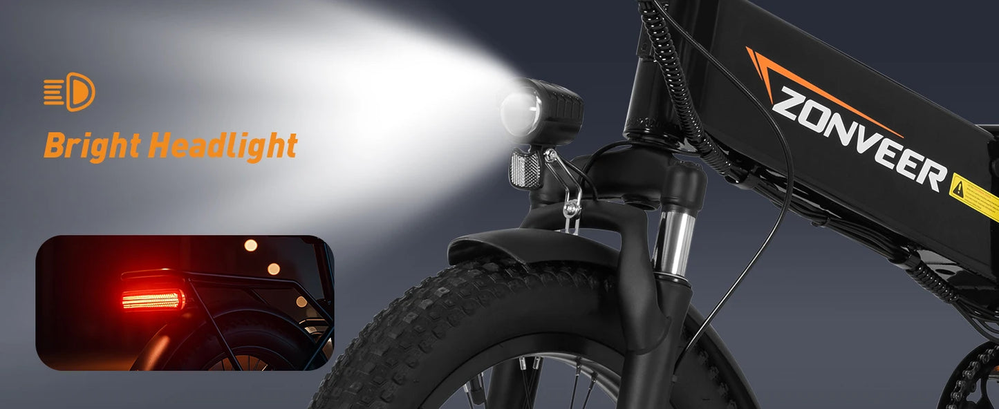 A20 E-Bicycle 1200W Peak Motor 48V10.4AH Lithium Battery Electric Bike 20*3.0 Inch Fat Tire E-bike