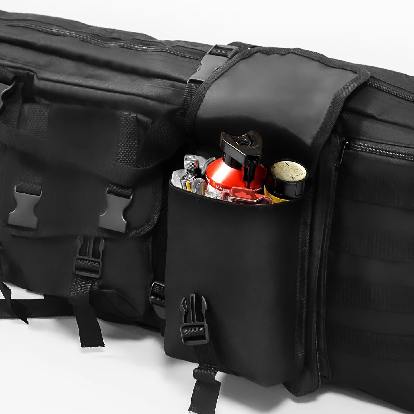 Tactical Double Long Gun Pack Pistol Transport Case, Lockable Compartment for Outdoor Hunting
