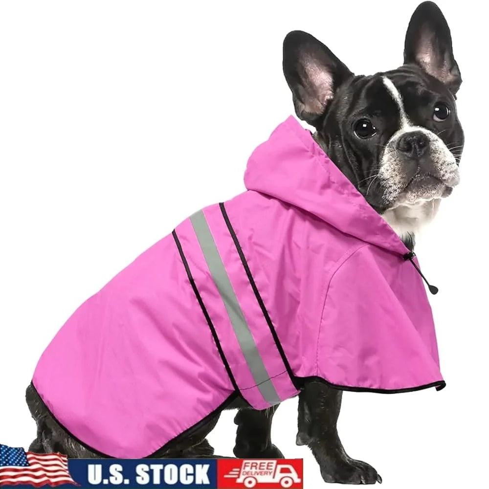 Waterproof Lightweight Dog Raincoat Reflective Adjustable Poncho Hooded Rain Gear Small Medium