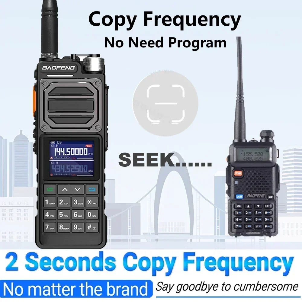 PRO Walkie Talkie Long Range Ham Radio 4-Band Copy Frequency 15W High Powerful Portable USB-C  Way