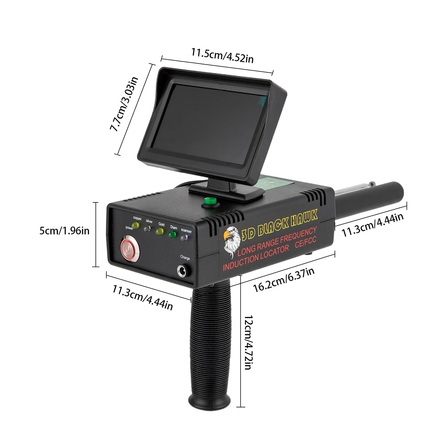 Metal Detector 3D LED Display Gold Finder Underground 30m Treasure Scanner Silver Copper Diamond