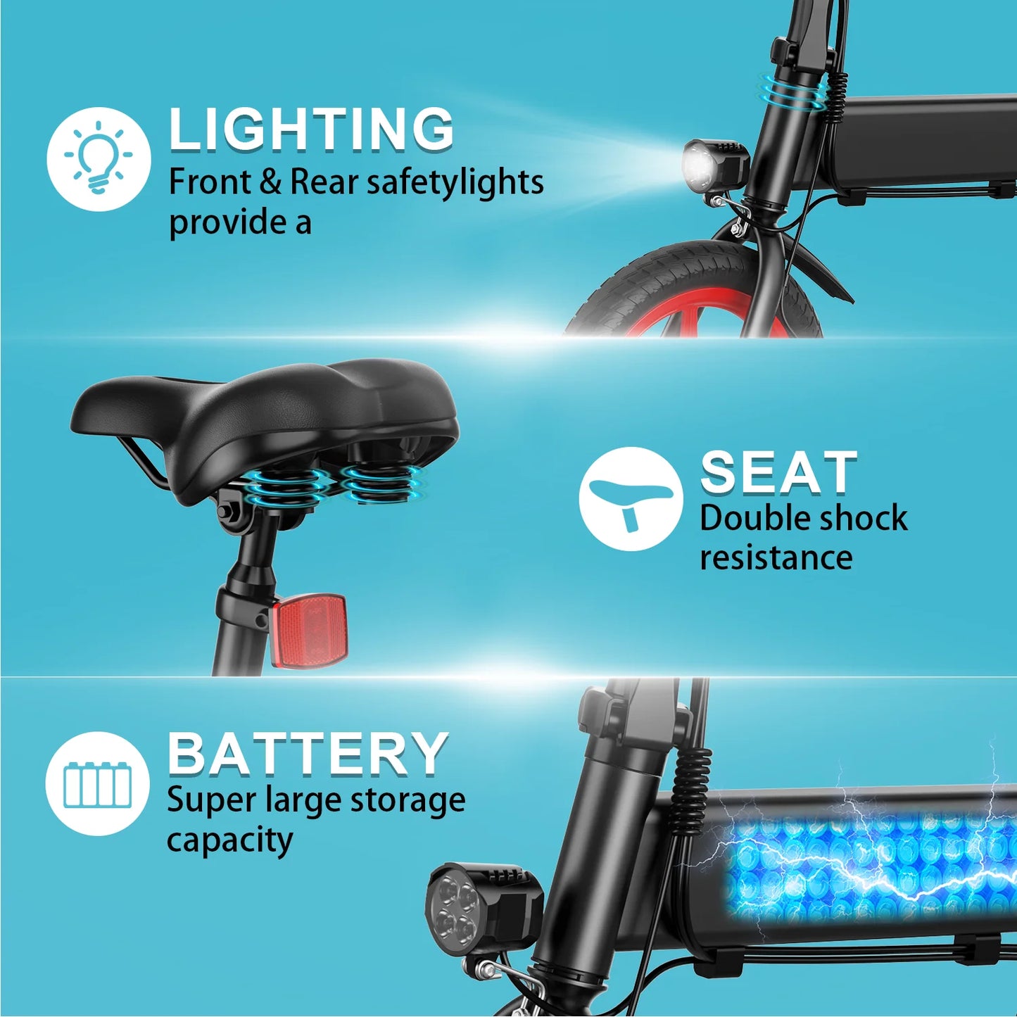350W high-speed gear motor , foldable electric bicycle 15.5 miles lightweight small men's and women's adult