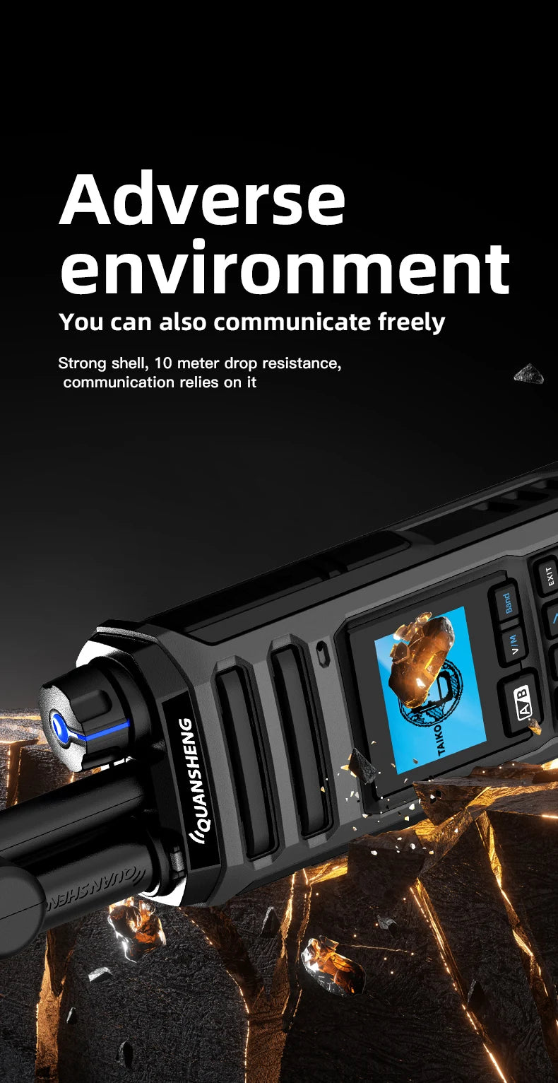 10W VHF/UHF Dual Band Radio 999CH CTCSS/DCS IP55 2500mAh Type-C NOAA Weather Alarm CE