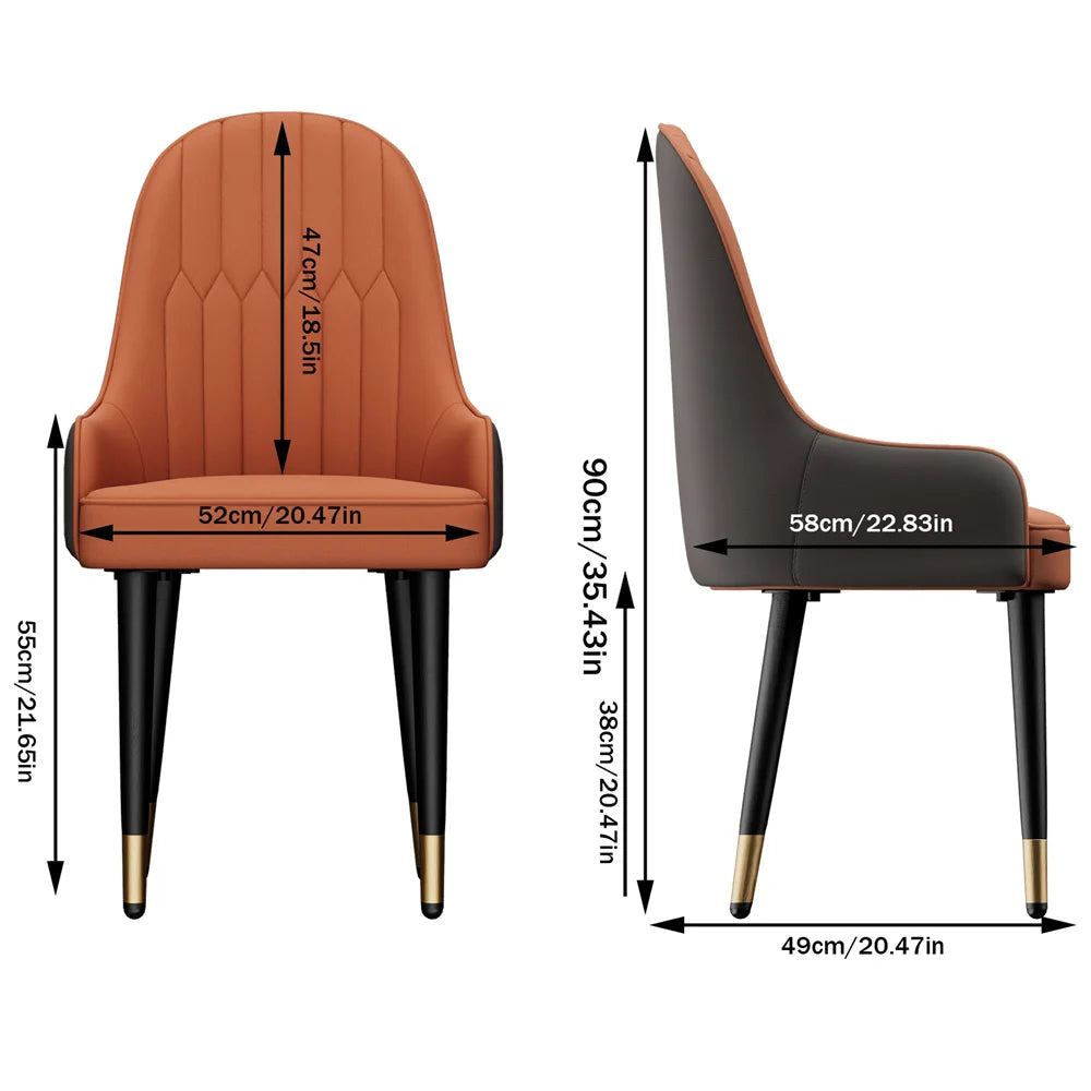 Leather Dining Chairs, Arms Modern Kitchen Dining Room Chairs, Metal legs,kitchen, apts