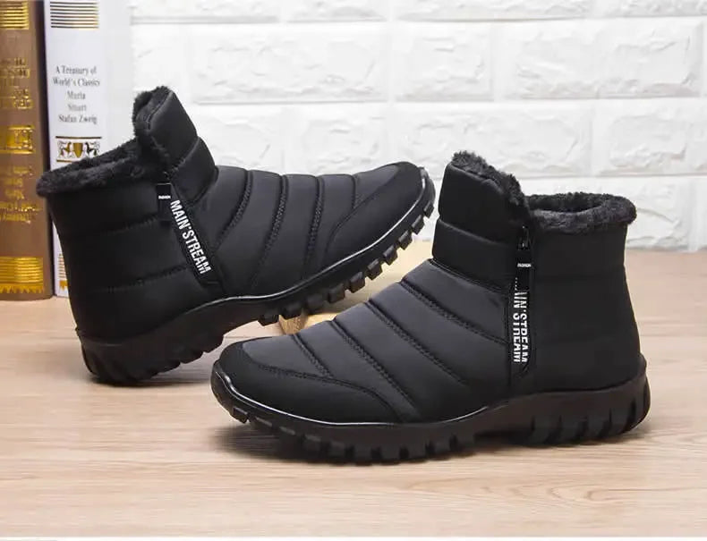 Men's sneakers Warm Cotton Zipper Snow Ankle Boots, Waterproof Snow Boots free shiping shoe