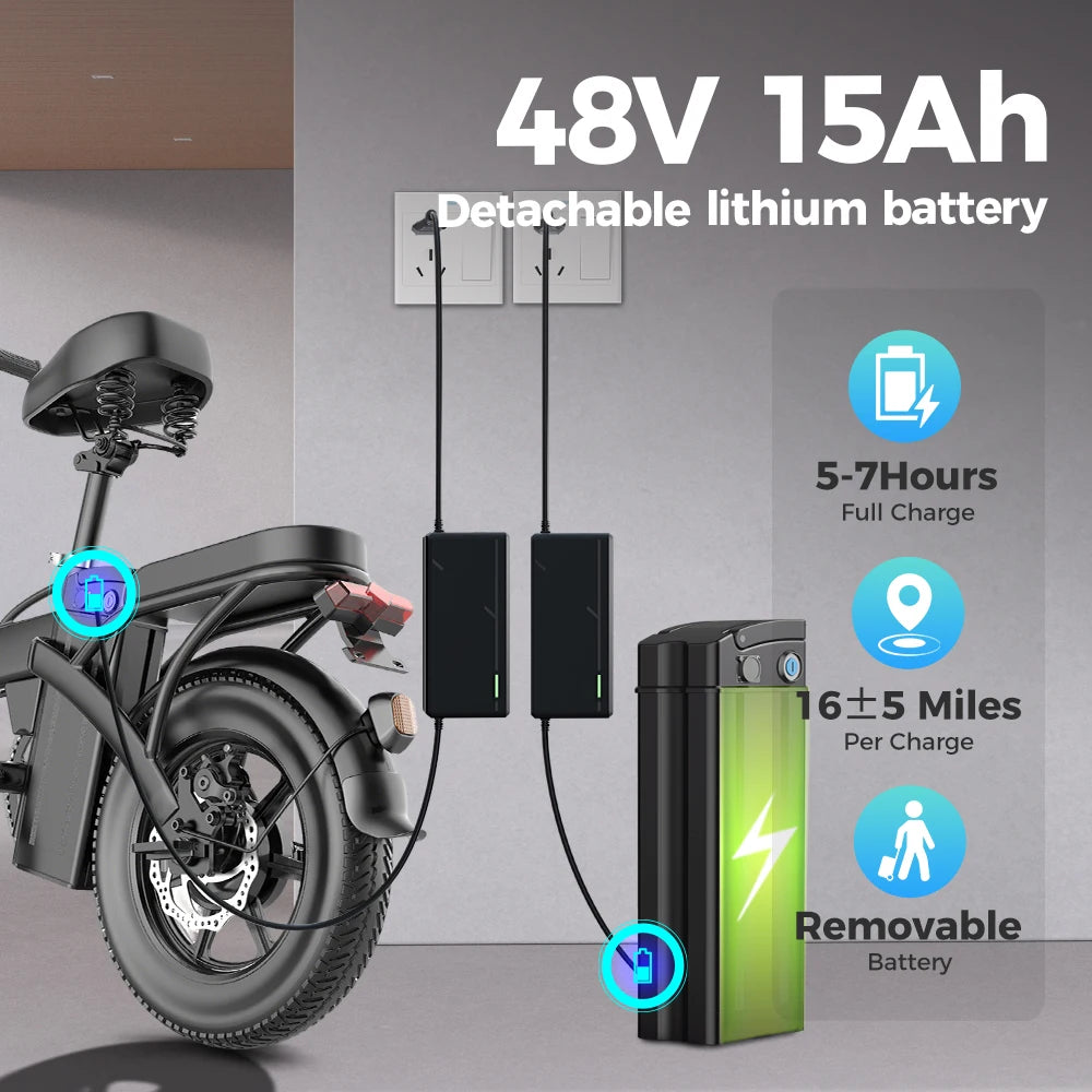 GS3 E-Bike 48V 15AH 500W Motor,20KM/H Max Speed Motorcycle Style E-bike
