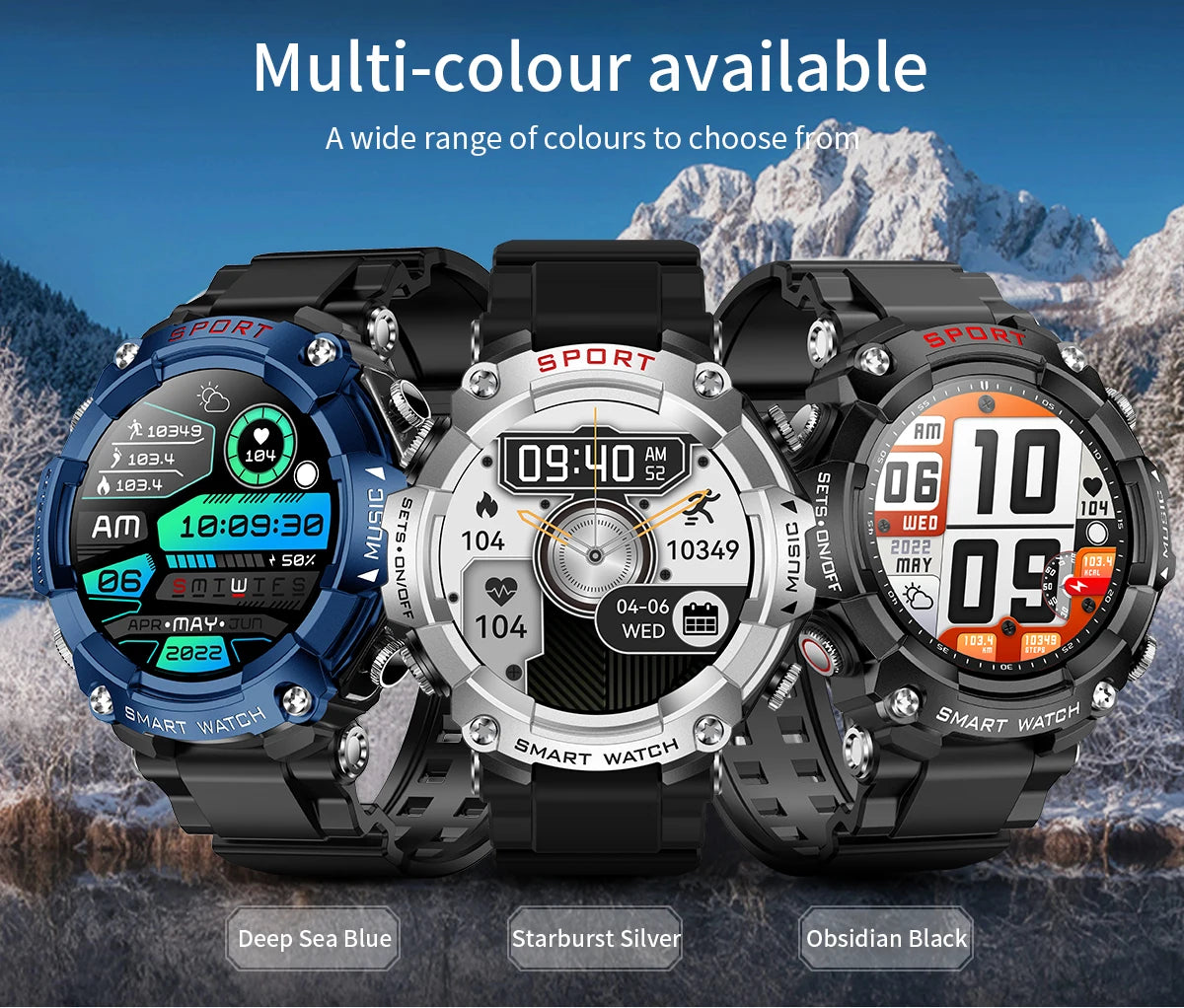 Smart Watch AMOLED Display In-Ear Bluetooth Headset Heart Rate Blood P, Oxygen Sat. Monitoring HD