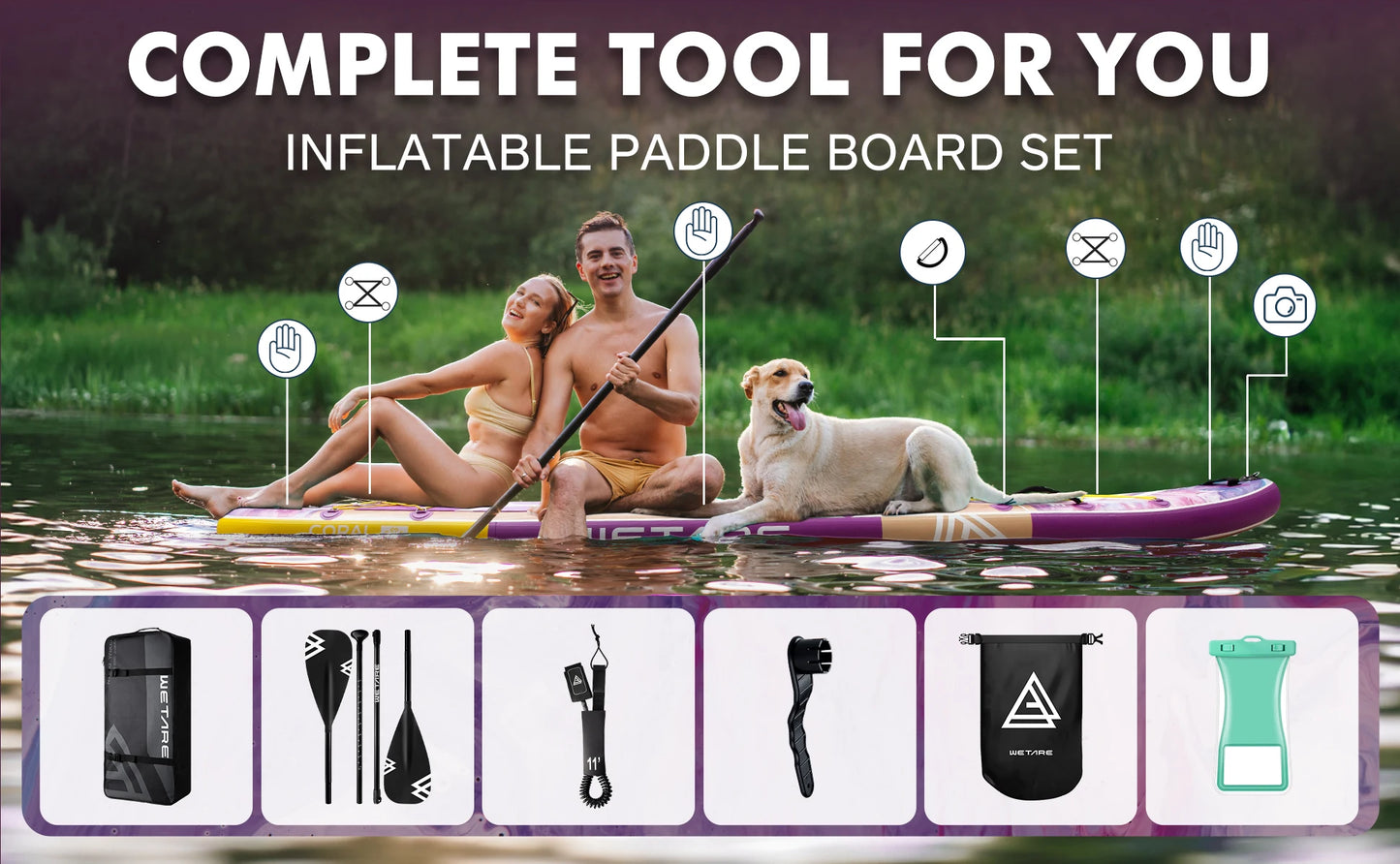 Waterproof Inflatable Paddle Board 11'6''x35''x6''Adult Standing Style Aquatic, Accessories