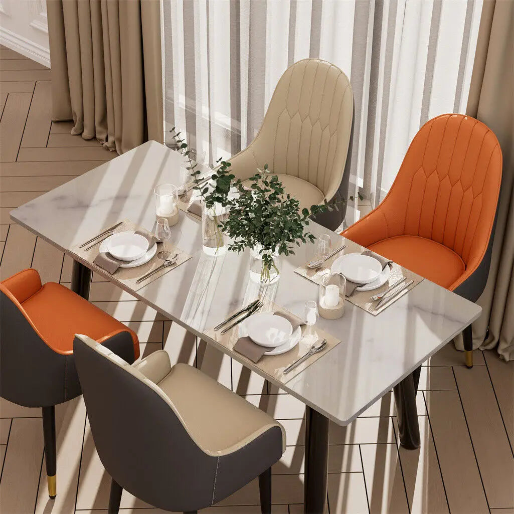 Leather Dining Chairs, Arms Modern Kitchen Dining Room Chairs, Metal legs,kitchen, apts