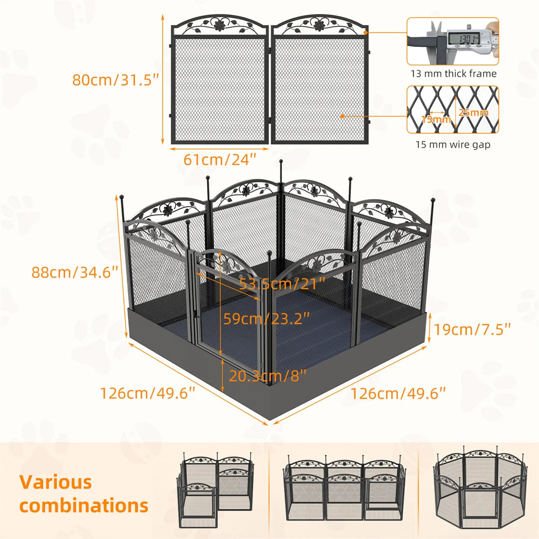8 Panels, Heavy Duty Dog Playpen Outdoor Indoor Metal Fence,Waterproof Fertility Pad