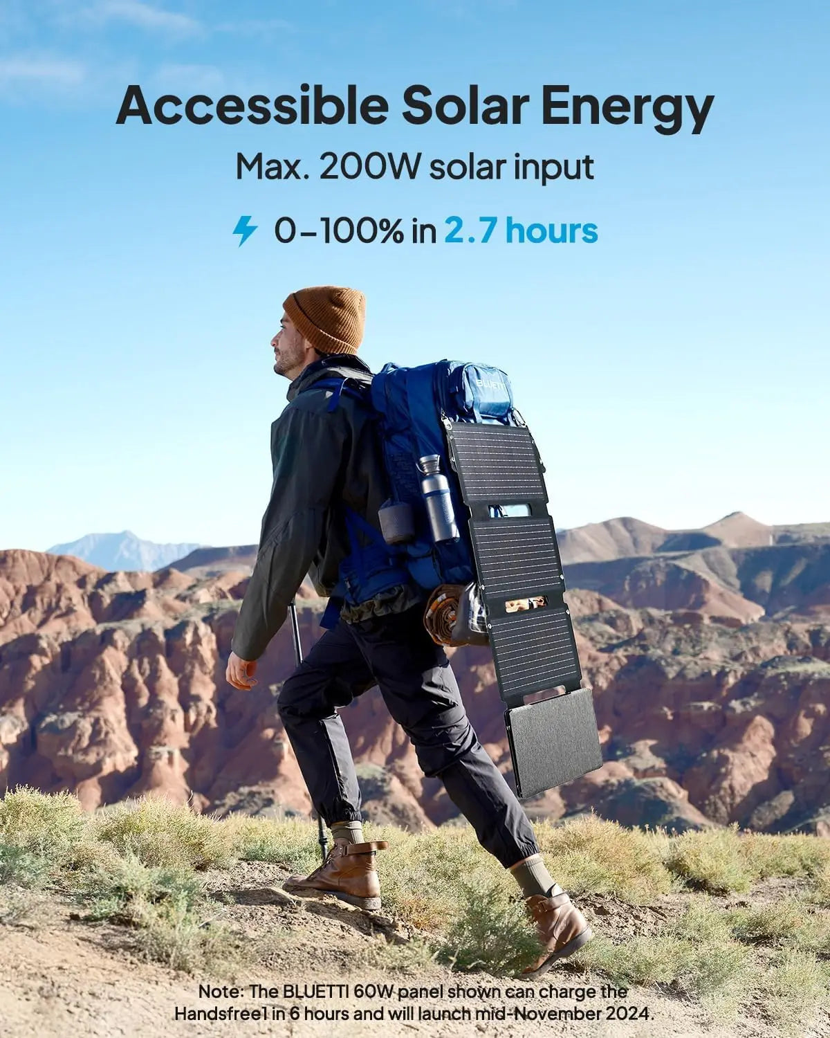 [US Stock] BLUETTI Handsfree 1 Solar Backpack Power Station, 268.8Wh 300W LiFePO4 Solar Generator