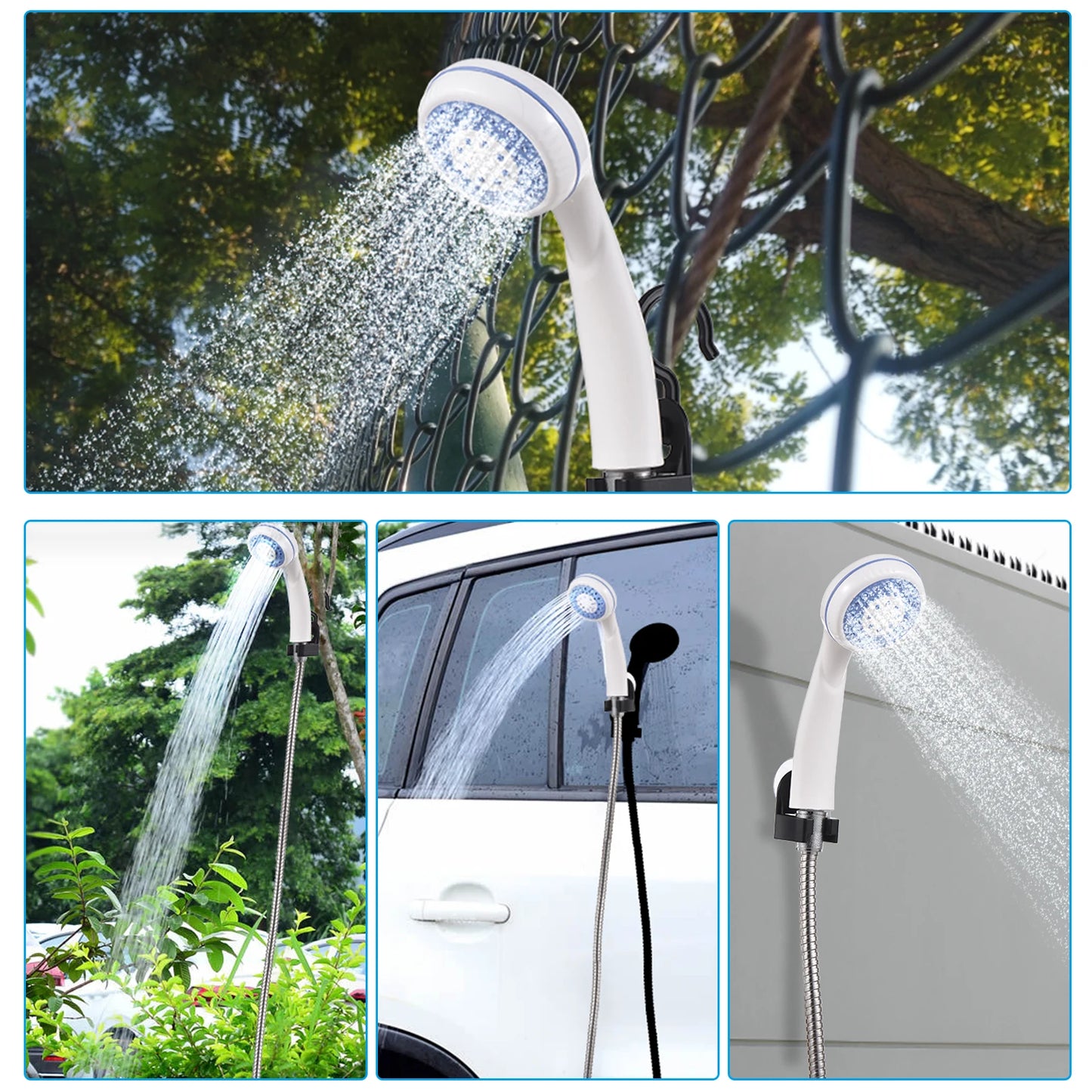 Portable rechargeable camping shower w/pump,camping car washing, gardening, pet cleaning