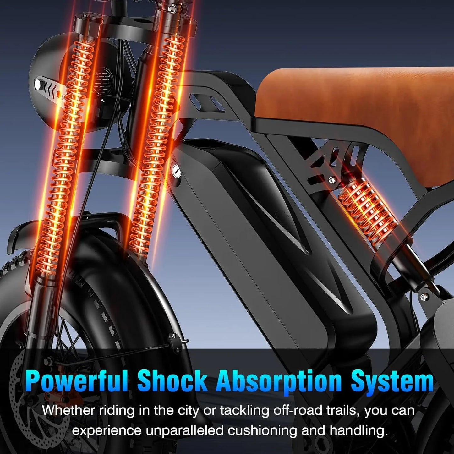 1200W Peak Power E-Bike, Adults: 28MPH, 16'' Fat Tire, 500LBS Load, 48V 18Ah Rem.Battery, 35-M Range