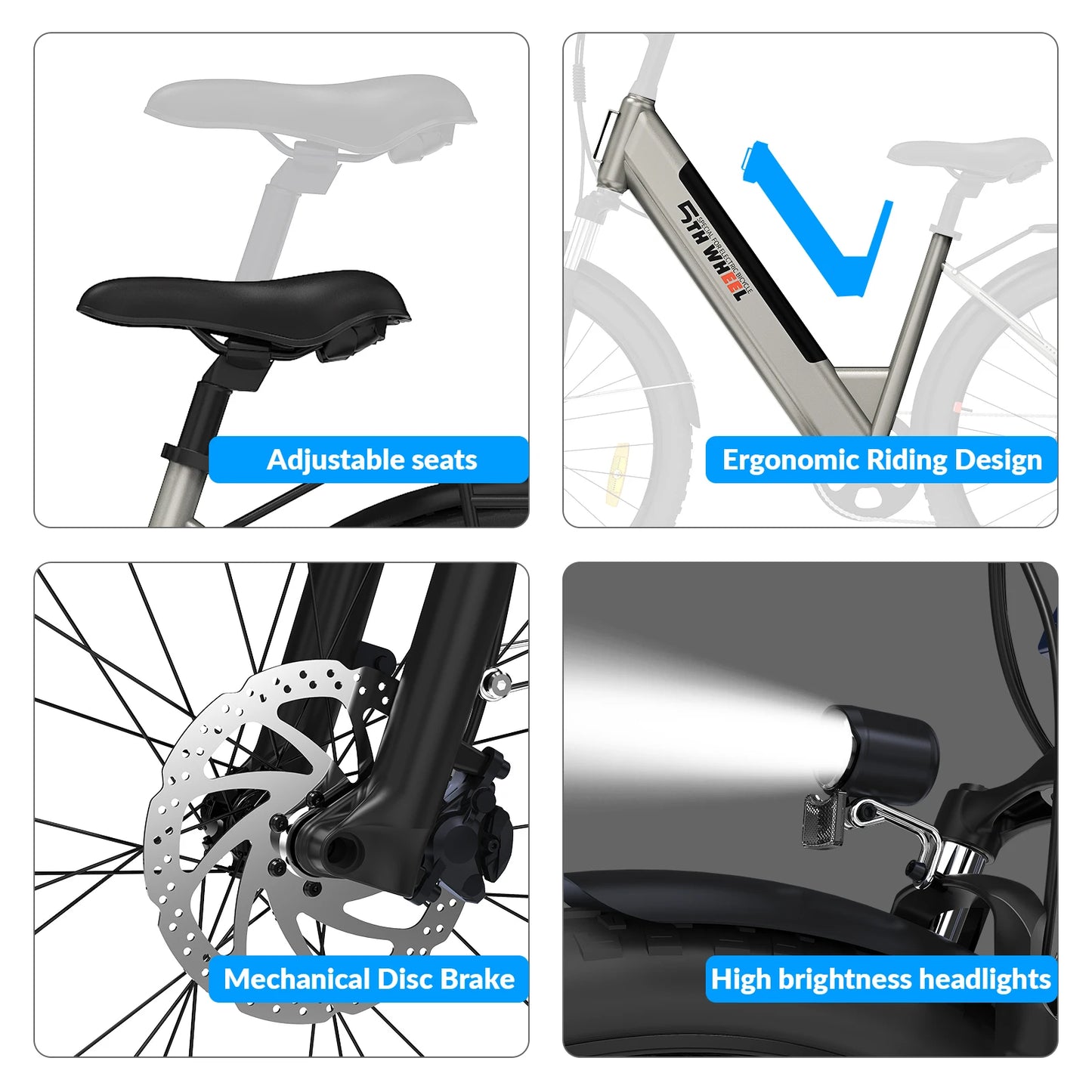 5TH WHEEL E-Bike for Adults, 26-Inch E-Bike with 700W Peak Motor, 31-40 Miles Range, 36V 10.4AH