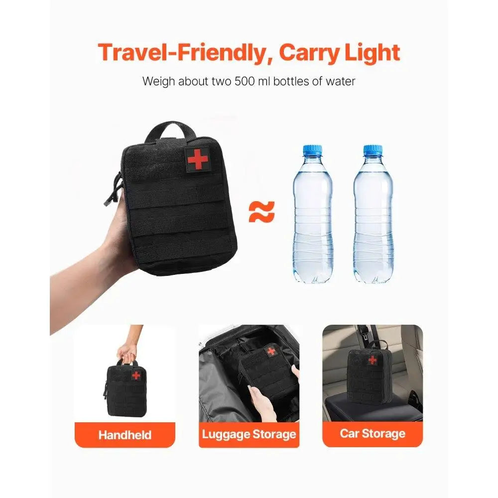 Survival First Aid Kit 250 Pieces Emergency Medical Trauma Bag for camping and Home Use