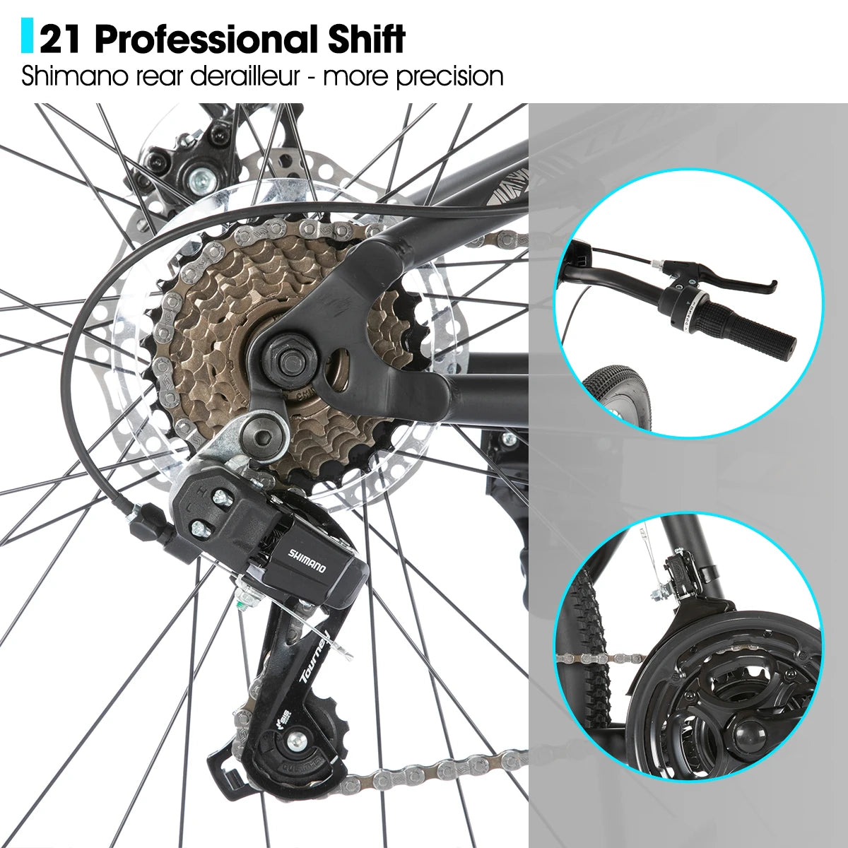 Full Suspension Mens Mountain Bike, 21 Speed, 26 Inch Wheel, Dual Disc Brake Adult Bicycle