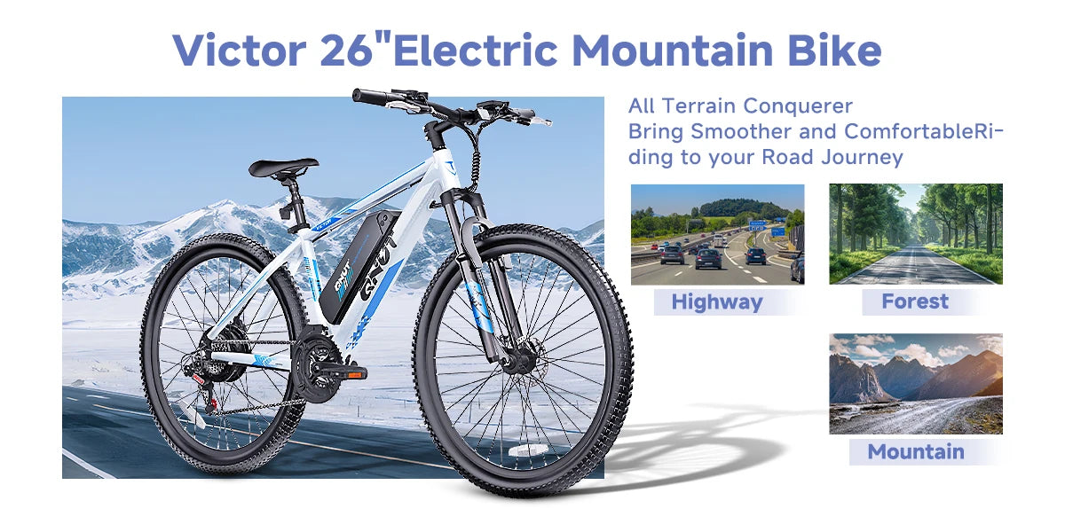 26" E- Bike Mountain Bike With 1000w Peak Motor Electric Dirt Bike With Great Climbing Ability