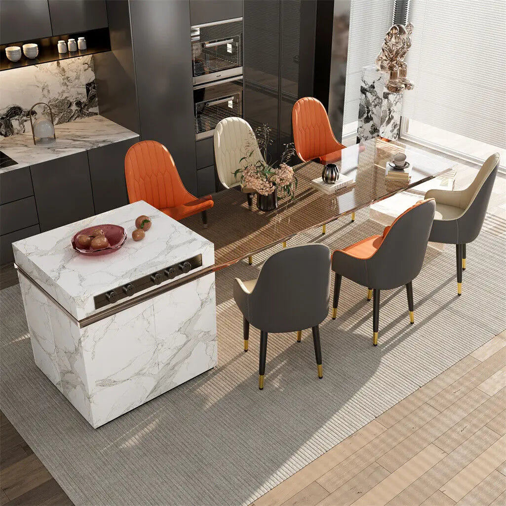 Leather Dining Chairs, Arms Modern Kitchen Dining Room Chairs, Metal legs,kitchen, apts