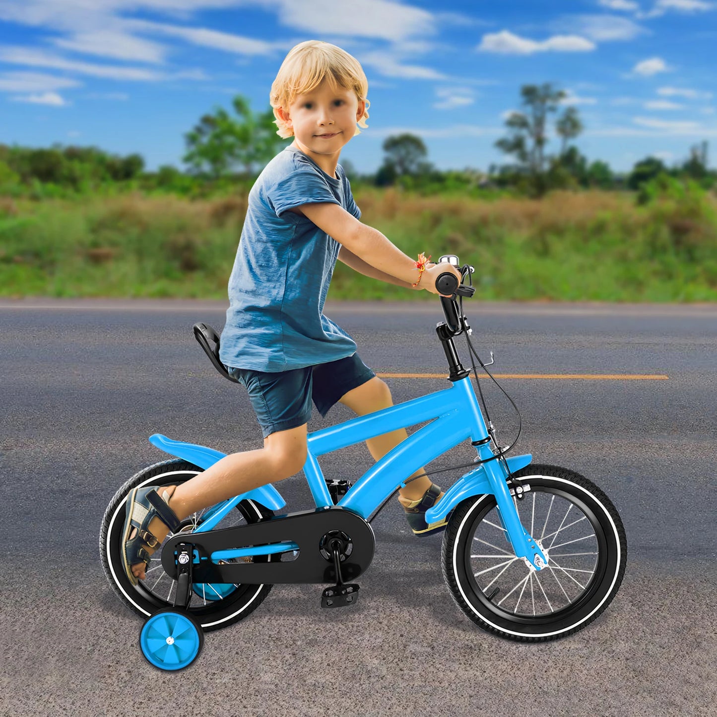 14 Inch Bike Boys Girls Bicycle Student Bike for 2-11 Years Kids Bike White/Red/Blue/yellow