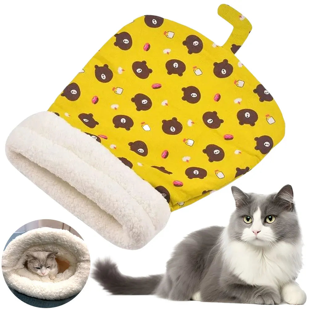 Cute Cartoon Cat Sleeping Bag Soft Plush Bed Funny TunnelNest WarmPuppy and Kitten