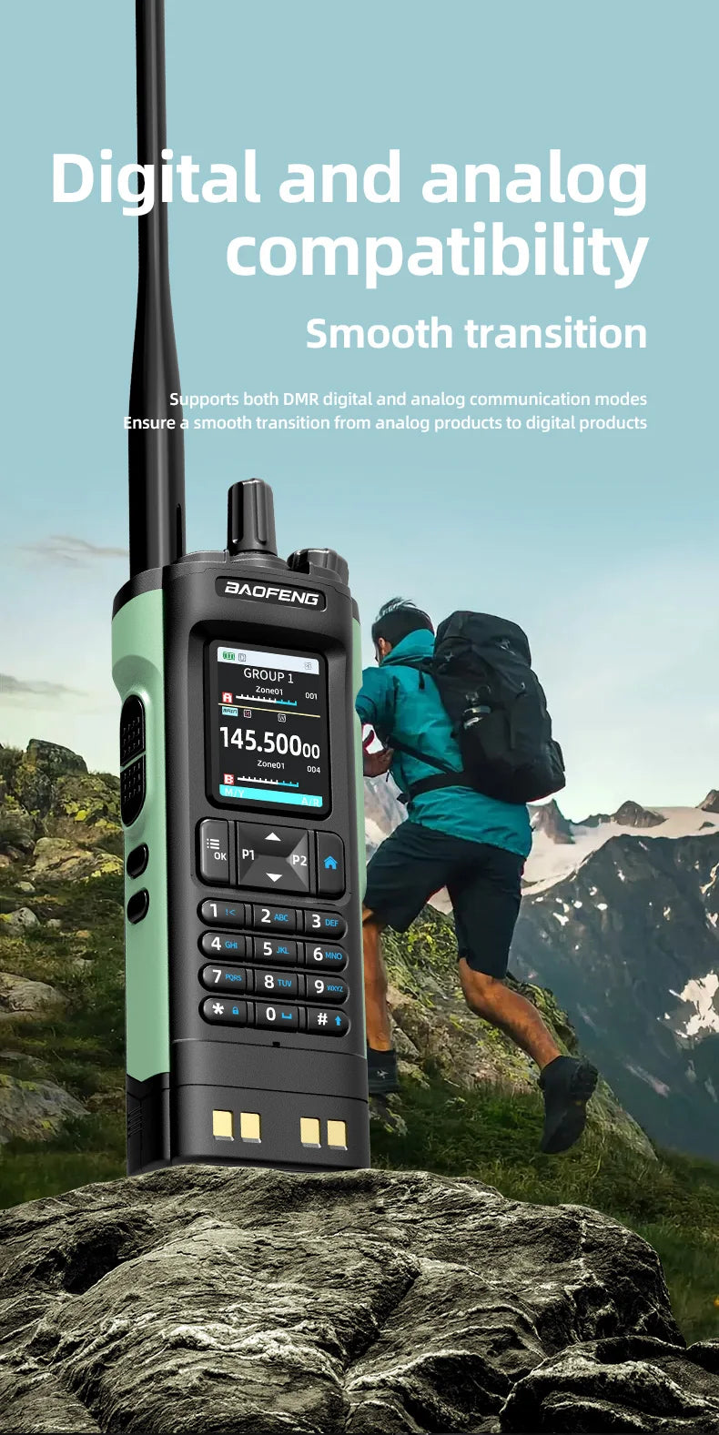 New Walkie Talkie DMR GPS 10W Program Multi Band Wireless Copy Frequency Type-C DM-32UV Ham 2 Way