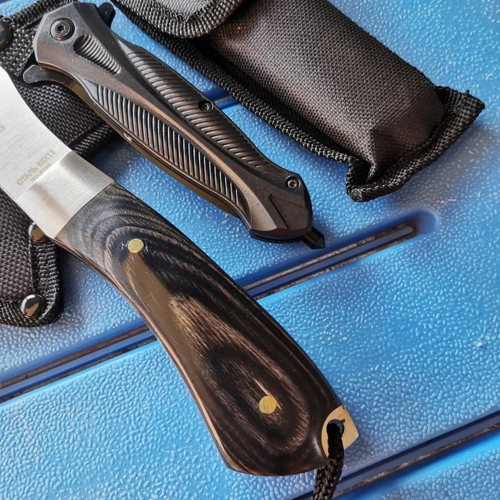 Stainless Steel Axe & Folding Knife Combo Set: High-Performance Outdoor Adventures, Camping & Hiking