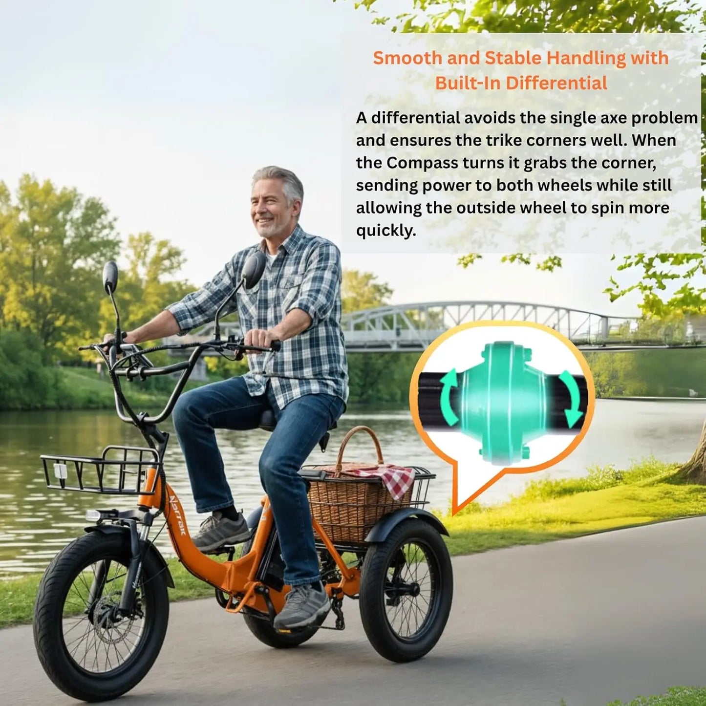 E-Tricycle, Adults,Fat Tire Folding ,3 Wheels E-Bikes, Peak 700W Step-Thru, Customized