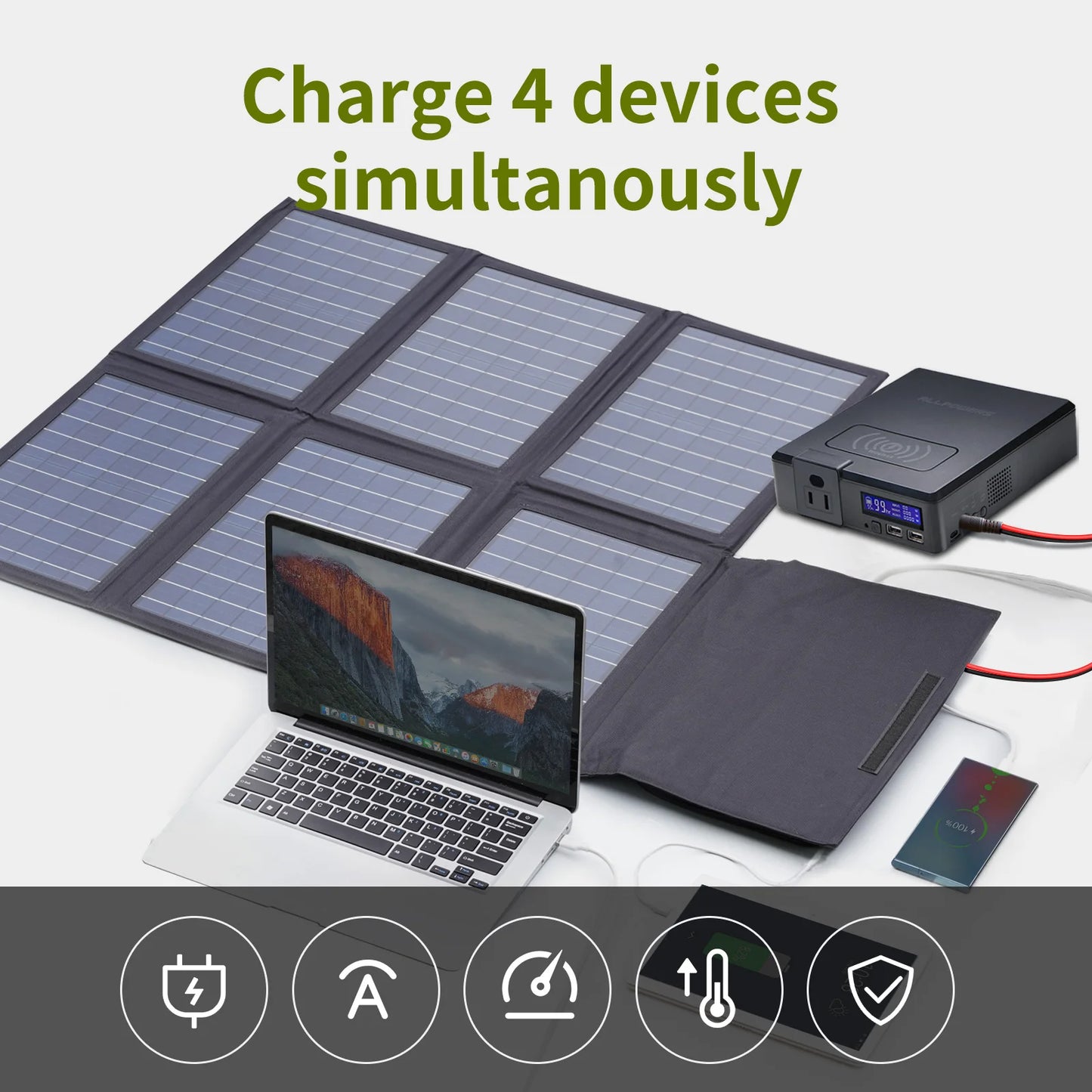 Solar Powerbank 41600mAh 200W Portable w/Solarpanel 60W，DC,USB,USB-C Output  for Camping Laptop Iphone