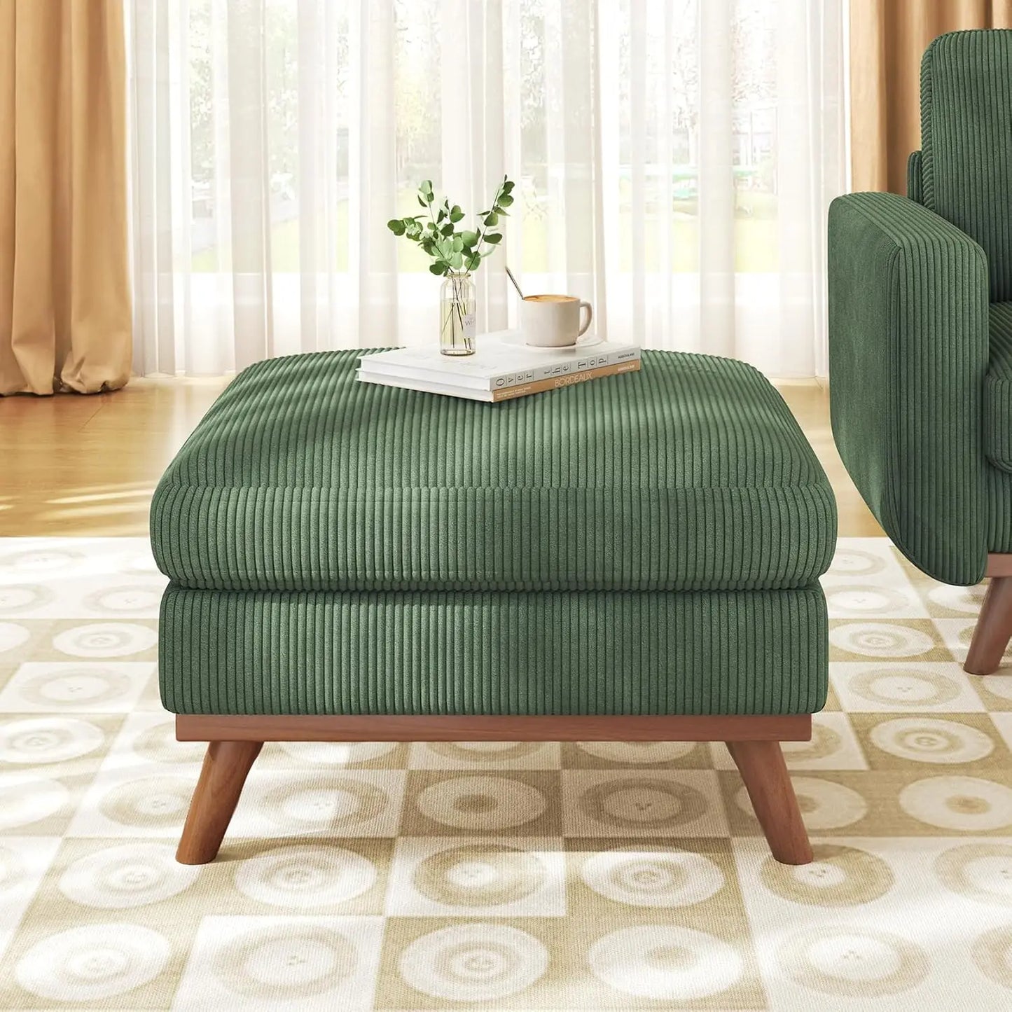 INDOOR 97" L-Shape Modular Sectional Sofa 3-Seat Corduroy Movable Otto green,black, Customized