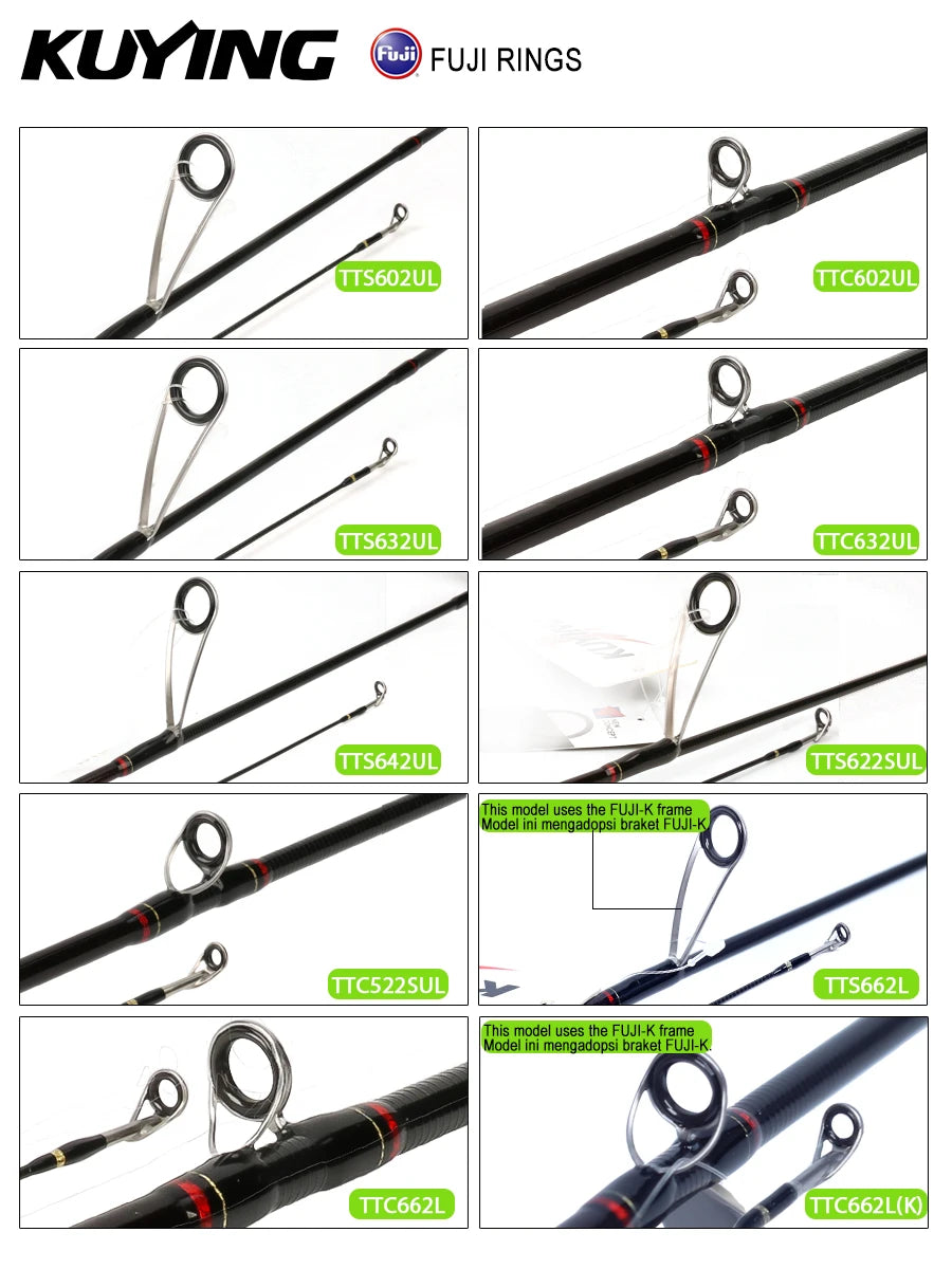 LUL SUL 5'2" 6' 6'3" 6'4"6'2" 6'6" Fishing Rod Lure,Spin/cast FUJI Carbon 1-4g 0.8-3g 2-10g M-Fast
