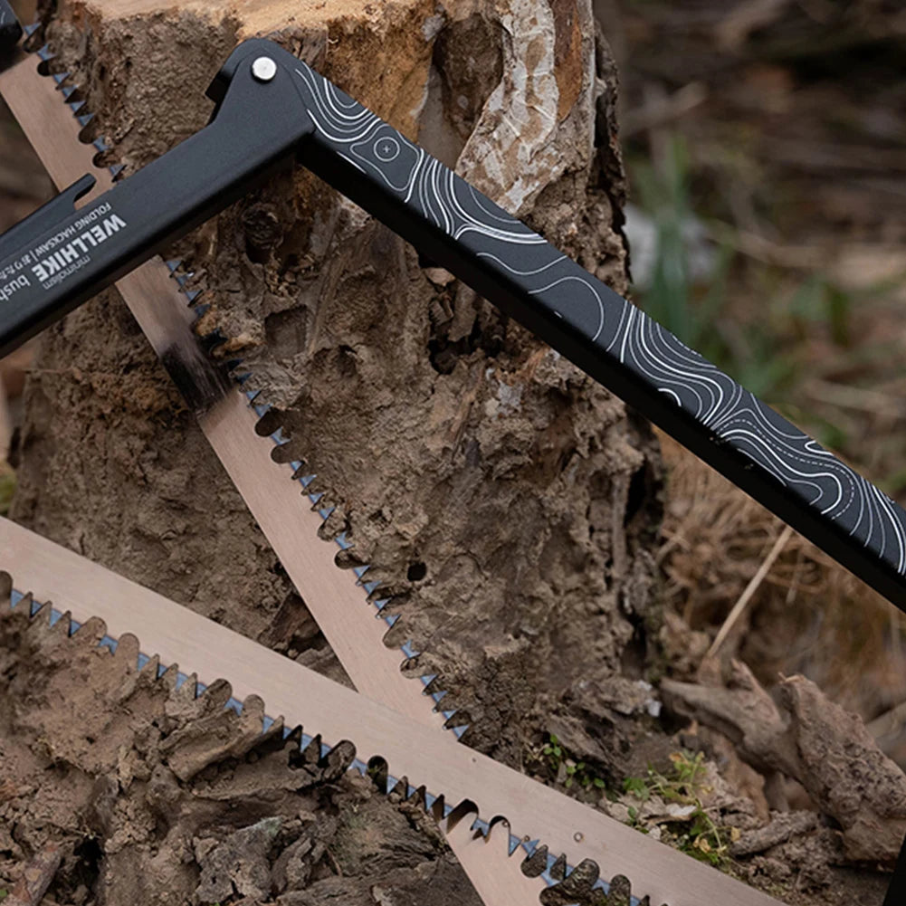 Folding Saw, Storage Bag Portable,Aluminum Alloy Camping Outdoor Hiking Survival Tools