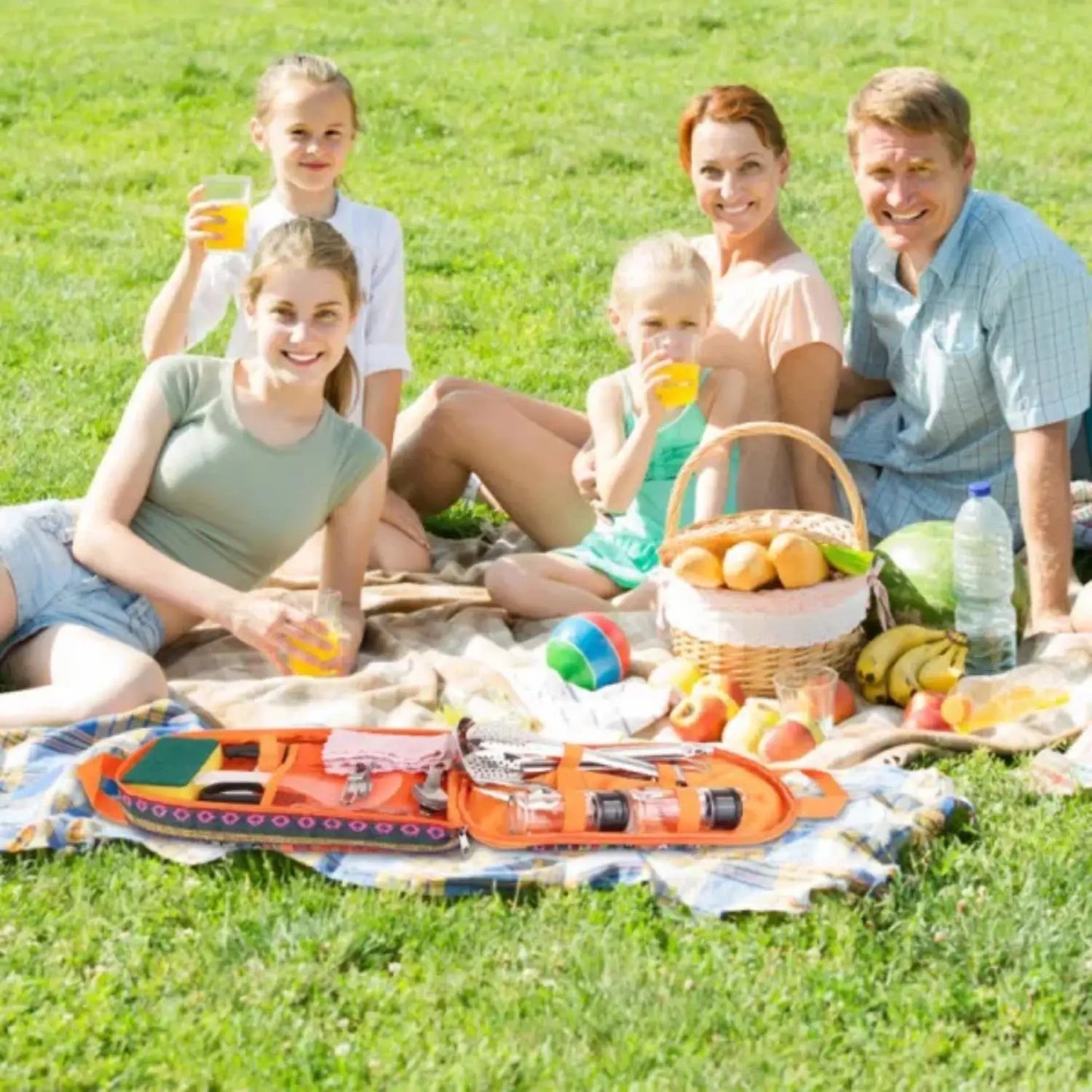 19pcs camp cooking kit Portable picnic cookware Outdoor kitchen Gear campfire BBQ kit w\storage bag