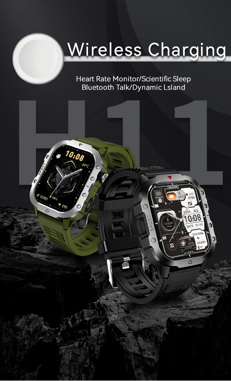 Smart Watch Bluetooth Voice Call LED Flashlight Health Monitor Outdoor Sports Smart