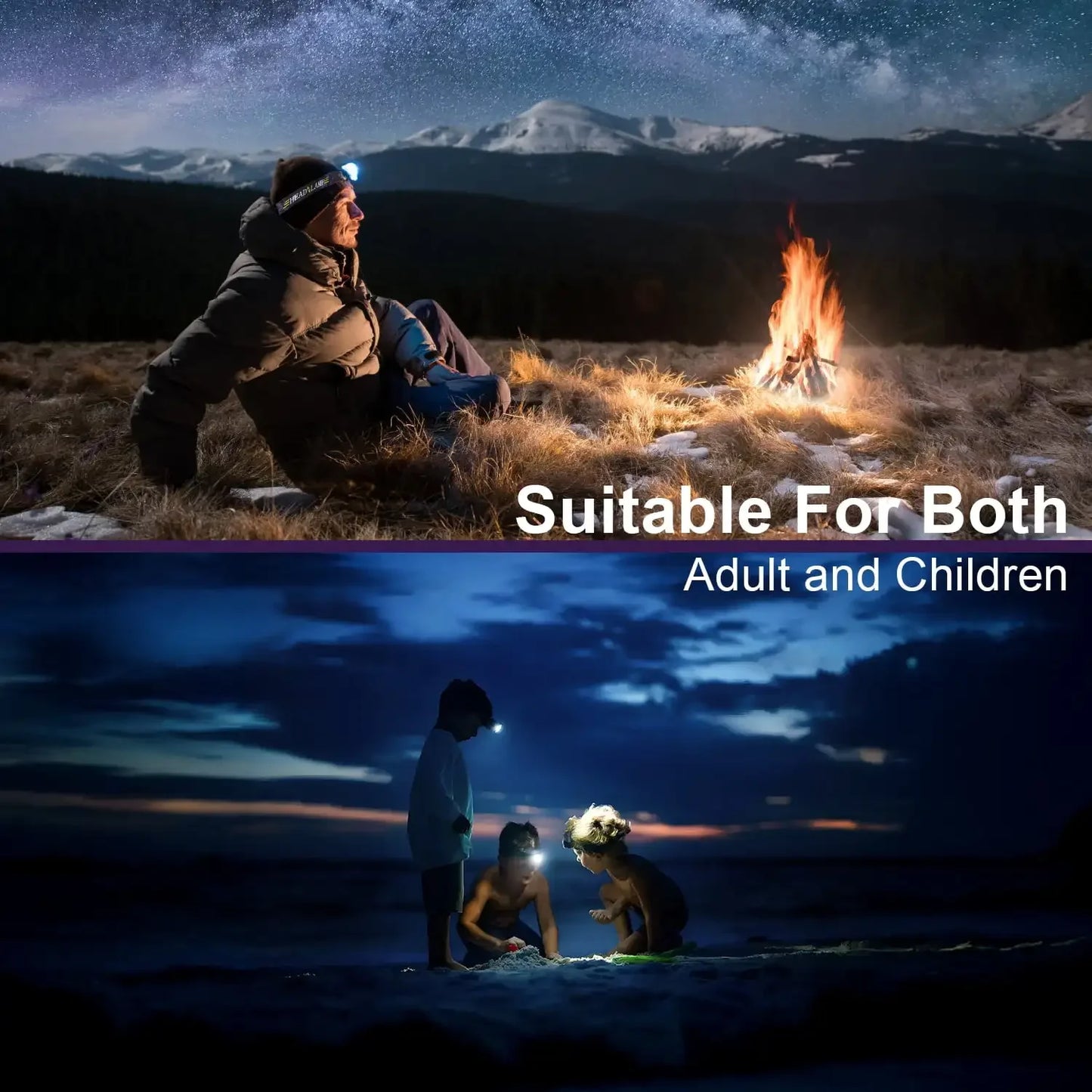 2 Pack Rechargeable Headlamp, Outdoor Waterproof Motion Sensor LED for Camping Running hunt hike