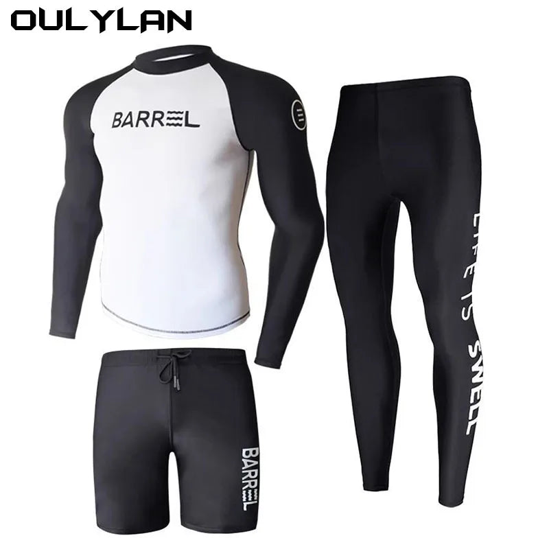 Oulylan Men Swimsuit Diving Suit Long Sleeve Quick Drying Wetsuit Summer Sun Protection Training
