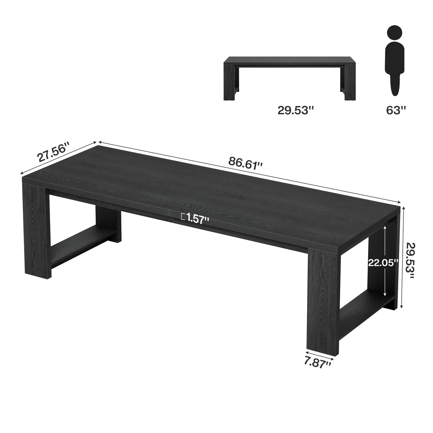 Tribesigns 86.61-Inch Dining Table for 6-8 People, Modern Long Kitchen Table,Pedestal Base, indoor