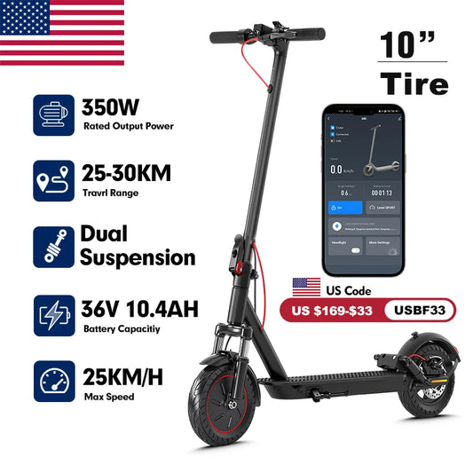 MK085 Pro E-Scooter 350W 36V Max 19MPH Dual Shock Absorption 19Miles Long Range Smart APP Commute