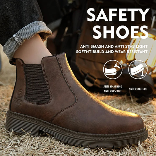 Anti-smash and anti-puncture work shoes high top four seasons safety shoes
